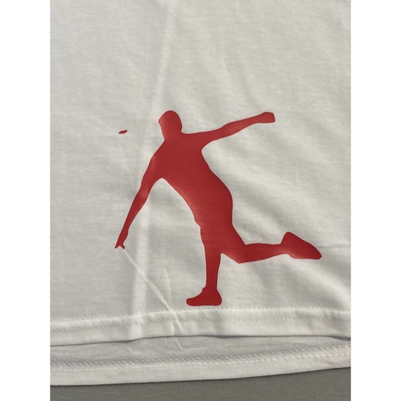 Disc Golf Shirt ADDICTED Basket Red Logo L Graphic T-Shirt Gildan White - Picture 5 of 10